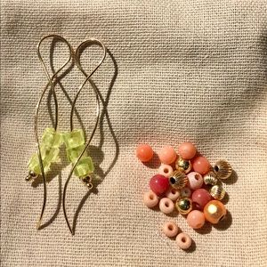 Solid 14k interchangeable spiral long earrings